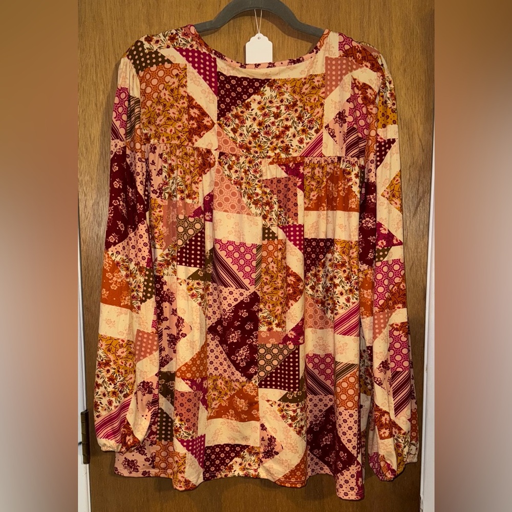 Haptics Patchwork Print, Front-Tie, Size 2x - image 4